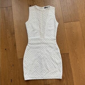 Balmain Studded Mini Dress - White & Silver - Size 36 (US 4) - GUC+